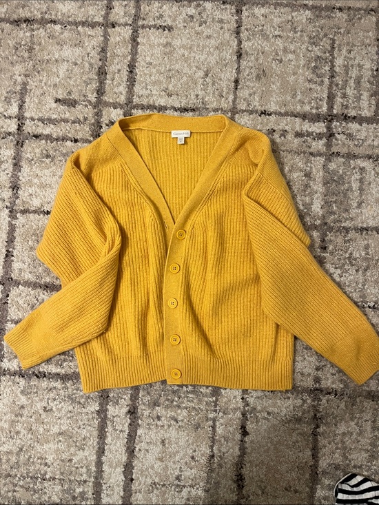 Caslon Sweaters - Caslon Golden Yellow Ribbed Button-Up Cardigan